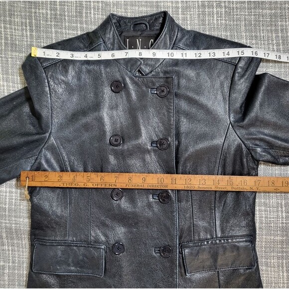 INC Intl Moto Jacket Leather Double Breasted Black Distressed VTG Women's S - Picture 10 of 16